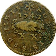 Malta 20 Grani (Tari) Manuel Pinto de Fonseca 1742 KM# 231 NON. AES. SED. FIDES. 1742 XX coin reverse