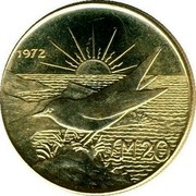 Malta 20 Pounds Merill Bird 1972 KM# 17 1972 £M 20 coin reverse Malta 20 Pounds Merill Bird 1972 KM# 17 1972 £M 20 coin reverse