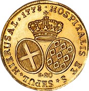 Malta 20 Scudi Emmanuel de Rohan 1778 KM# 311 HOSPITALIS ET S SEPUL * HIERUSAL * 1778 S∙20 coin reverse Malta 20 Scudi Emmanuel de Rohan 1778 KM# 311 HOSPITALIS ET S SEPUL * HIERUSAL * 1778 S∙20 coin reverse
