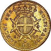 Malta 20 Scudi Emmanuel Pinto 1764 KM# 276 HOSPITALIS ET SANCTI SEP∙ S∙ 20 coin reverse Malta 20 Scudi Emmanuel Pinto 1764 KM# 276 HOSPITALIS ET SANCTI SEP∙ S∙ 20 coin reverse