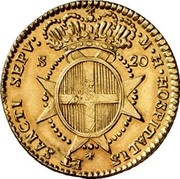 Malta 20 Scudi Francisco Ximenez de Texada 1774 KM# 294 ∙M∙H∙HOSPITALIS ET SANCTI SEPV: S 20 coin reverse Malta 20 Scudi Francisco Ximenez de Texada 1774 KM# 294 ∙M∙H∙HOSPITALIS ET SANCTI SEPV: S 20 coin reverse