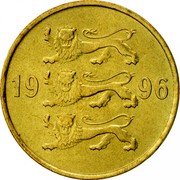 Estonia 20 Senti 1996 KM# 23 Standard Coinage 19 96 coin obverse Estonia 20 Senti 1996 KM# 23 Standard Coinage 19 96 coin obverse