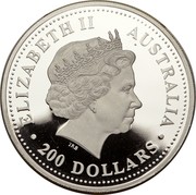 Australia 200 Dollars Koala 1999 P KM# 461 ELIZABETH II AUSTRALIA IRB 200 DOLLARS coin obverse Australia 200 Dollars Koala 1999 P KM# 461 ELIZABETH II AUSTRALIA IRB 200 DOLLARS coin obverse