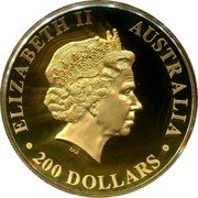 Australia 200 Dollars (Wedge-Tailed Eagle) ELIZABETH II AUSTRALIA • 200 DOLLARS • IRB coin obverse Australia 200 Dollars (Wedge-Tailed Eagle) ELIZABETH II AUSTRALIA • 200 DOLLARS • IRB coin obverse
