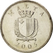 Malta 25 C 25 Cents 2005 KM# 97 MALTA REPUBLIKA TA'MALTA 2001 coin obverse Malta 25 C 25 Cents 2005 KM# 97 MALTA REPUBLIKA TA'MALTA 2001 coin obverse