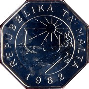 Malta 25 Cents 10th Anniversary of Decimalization 1982 FM (U) KM# 61 REPUBBLIKA TA' MALTA 1982 coin obverse Malta 25 Cents 10th Anniversary of Decimalization 1982 FM (U) KM# 61 REPUBBLIKA TA' MALTA 1982 coin obverse