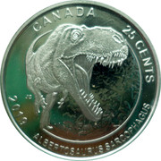Canada 25 Cents Albertosaurus sarcophagus 2019  CANADA 25 CENTS JC 2019 ALBERTOSAURUS SARCOPHAGUS coin reverse Canada 25 Cents Albertosaurus sarcophagus 2019  CANADA 25 CENTS JC 2019 ALBERTOSAURUS SARCOPHAGUS coin reverse