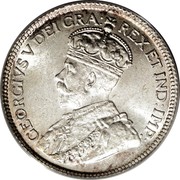 Canada 25 Cents George V 1919 C KM# 17 GEORGIVS V DEI GRA: REX ET IND:IMP: coin obverse Canada 25 Cents George V 1919 C KM# 17 GEORGIVS V DEI GRA: REX ET IND:IMP: coin obverse
