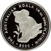 Australia 25 Dollars Koala 2000 P THE AUSTRALIAN KOALA 1/4 OZ. 9995 PLATINUM 2000 P coin reverse Australia 25 Dollars Koala 2000 P THE AUSTRALIAN KOALA 1/4 OZ. 9995 PLATINUM 2000 P coin reverse