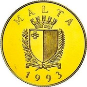 Malta 25 Liri (55 ECU) 430 years Defense of Christian Europe 1993 Proof KM# 105 MALTA 1993 coin obverse Malta 25 Liri (55 ECU) 430 years Defense of Christian Europe 1993 Proof KM# 105 MALTA 1993 coin obverse