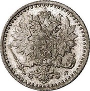 Finland 25 Pennia Alexander II Large letters 1866 S KM# 6.1 coin obverse Finland 25 Pennia Alexander II Large letters 1866 S KM# 6.1 coin obverse