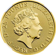 UK 25 Pounds The Yale of Beaufort 2019 25 POUNDS ELIZABETH II D G REG F D coin obverse UK 25 Pounds The Yale of Beaufort 2019 25 POUNDS ELIZABETH II D G REG F D coin obverse