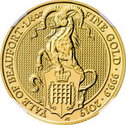 UK 25 Pounds The Yale of Beaufort 2019 YALE OF BEAUFORT 1/4 OZ FINE GOLD 999.9 2019 coin reverse UK 25 Pounds The Yale of Beaufort 2019 YALE OF BEAUFORT 1/4 OZ FINE GOLD 999.9 2019 coin reverse