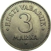 Estonia 3 Marka 1925 KM# 2a Republic Coinage EESTI VABARIIK 3 MARKA coin reverse Estonia 3 Marka 1925 KM# 2a Republic Coinage EESTI VABARIIK 3 MARKA coin reverse