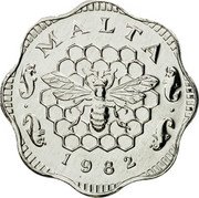 Malta 3 Mils (10th Anniversary of Decimalization) KM# 55 MALTA 1982 coin obverse Malta 3 Mils (10th Anniversary of Decimalization) KM# 55 MALTA 1982 coin obverse