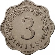 Malta 3 Mils Bee Over Honeycomb 1972 Proof KM# 6 3 MILS coin reverse Malta 3 Mils Bee Over Honeycomb 1972 Proof KM# 6 3 MILS coin reverse