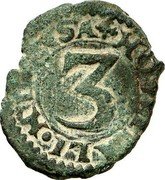 Malta 3 Piccioli Alof de Wignacourt (1602-1622) KM# 8 HOSPITALI HIERVSA 3 coin reverse Malta 3 Piccioli Alof de Wignacourt (1602-1622) KM# 8 HOSPITALI HIERVSA 3 coin reverse