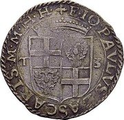 Malta 3 Tari (Giovani Paolo Lascaris Castellar) KM# 66 F IO PAVLVS LASCARIS M M H H T 3 coin obverse Malta 3 Tari (Giovani Paolo Lascaris Castellar) KM# 66 F IO PAVLVS LASCARIS M M H H T 3 coin obverse