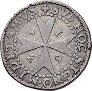Malta 3 Tari (Antoine de Paule) KM# 47 SVB HOC SIGNO MILITAMVS 1635 coin reverse Malta 3 Tari (Antoine de Paule) KM# 47 SVB HOC SIGNO MILITAMVS 1635 coin reverse