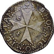 Malta 3 Tari (Giovani Paolo Lascaris Castellar) KM# 66 SVB HOC SIGNO MILITAMVS 1636 coin reverse Malta 3 Tari (Giovani Paolo Lascaris Castellar) KM# 66 SVB HOC SIGNO MILITAMVS 1636 coin reverse
