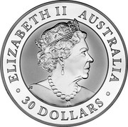 Australia 30 Dollars Kookaburra 2019 P ELIZABETH II AUSTRALIA 30 DOLLARS coin obverse Australia 30 Dollars Kookaburra 2019 P ELIZABETH II AUSTRALIA 30 DOLLARS coin obverse