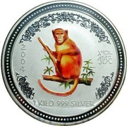 Australia 30 Dollars Year of the Monkey - Colored 2004 MS-BU 2004 1 KILO 999 SILVER SA coin reverse Australia 30 Dollars Year of the Monkey - Colored 2004 MS-BU 2004 1 KILO 999 SILVER SA coin reverse