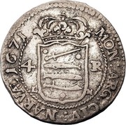 Estonia 4 Ore Carl XI Without inner obverse circle 1671 LN KM# 8 MON : ARG : CIV : NARVA : 1671 4 - R LN coin reverse Estonia 4 Ore Carl XI Without inner obverse circle 1671 LN KM# 8 MON : ARG : CIV : NARVA : 1671 4 - R LN coin reverse