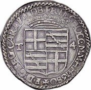 Malta 4 Tari (Gregorio Carafa) KM# 113 F D GREG CARAFA DE PRINC ROCC M M H H 1680 T 4 coin obverse Malta 4 Tari (Gregorio Carafa) KM# 113 F D GREG CARAFA DE PRINC ROCC M M H H 1680 T 4 coin obverse