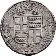 Malta 4 Tari Luis Mendes de Vasconcellos 1622 KM# 39 F LVD 9 MEND DE VASCONCELOS M M H H T 4 coin obverse