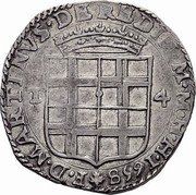 Malta 4 Tari Martin de Redin 1658 KM# 87 F D MARTINVS DE REDIN M M H H 1658 T 4 coin obverse Malta 4 Tari Martin de Redin 1658 KM# 87 F D MARTINVS DE REDIN M M H H 1658 T 4 coin obverse