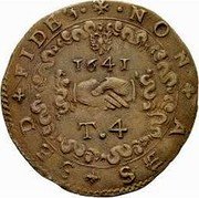 Malta 4 Tari (Giovani Paolo Lascaris Castellar) KM# 68 NON AES SED FIDES 1641 T 4 coin reverse Malta 4 Tari (Giovani Paolo Lascaris Castellar) KM# 68 NON AES SED FIDES 1641 T 4 coin reverse