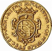 Malta 4 Zecchini Marcantonio Zondadari 1722 Small date KM# 168.2 M∙MAGISTER HOSPITALIS ET∙SS.SEPVLCRI∙HIERV: coin reverse Malta 4 Zecchini Marcantonio Zondadari 1722 Small date KM# 168.2 M∙MAGISTER HOSPITALIS ET∙SS.SEPVLCRI∙HIERV: coin reverse