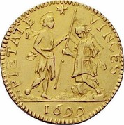 Malta 4 Zecchini Ramon Perellos y Roccaful 1705 KM# 134 PIETATE VINCES 1699 coin reverse Malta 4 Zecchini Ramon Perellos y Roccaful 1705 KM# 134 PIETATE VINCES 1699 coin reverse