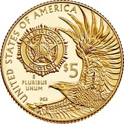 USA $5 (American Legion 100th Anniversary) UNITED STATES OF AMERICA AMERICA US LEGION E PLURIBUS UNUM PCB $5 coin reverse USA $5 (American Legion 100th Anniversary) UNITED STATES OF AMERICA AMERICA US LEGION E PLURIBUS UNUM PCB $5 coin reverse