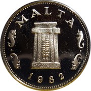 Malta 5 Cents 10th Anniversary of Decimalization 1982 (P) Proof KM# 59 MALTA 1982 coin obverse Malta 5 Cents 10th Anniversary of Decimalization 1982 (P) Proof KM# 59 MALTA 1982 coin obverse