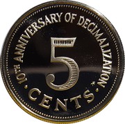 Malta 5 Cents 10th Anniversary of Decimalization 1982 (P) Proof KM# 59 10TH ANNIVERSARY OF DECIMALIZATION 5 CENTS coin reverse Malta 5 Cents 10th Anniversary of Decimalization 1982 (P) Proof KM# 59 10TH ANNIVERSARY OF DECIMALIZATION 5 CENTS coin reverse