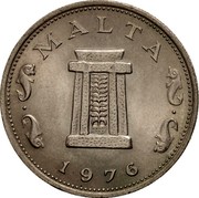 Malta 5 Cents Altar in the Temple of Hagar Qim 1976 (M) KM# 10 MALTA 1976 coin obverse Malta 5 Cents Altar in the Temple of Hagar Qim 1976 (M) KM# 10 MALTA 1976 coin obverse