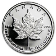 Canada 5 Dollars Elizabeth II 2nd Portrait 1989 Proof KM# 164 CANADA 9995 9995 FINE PLATINUM 1/10 OZ PLATINE PUR coin reverse Canada 5 Dollars Elizabeth II 2nd Portrait 1989 Proof KM# 164 CANADA 9995 9995 FINE PLATINUM 1/10 OZ PLATINE PUR coin reverse