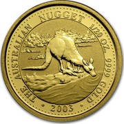 Australia 5 Dollars (Kangaroo) THE AUSTRALIAN NUGGET 1/20OZ. 9999 GOLD ∙ 2003 ∙ MG coin reverse Australia 5 Dollars (Kangaroo) THE AUSTRALIAN NUGGET 1/20OZ. 9999 GOLD ∙ 2003 ∙ MG coin reverse