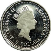 Australia 5 Dollars (Koala) KM# 170 ELIZABETH II AUSTRALIA 5 DOLLARS coin obverse Australia 5 Dollars (Koala) KM# 170 ELIZABETH II AUSTRALIA 5 DOLLARS coin obverse