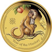 Australia 5 Dollars Year of the Monkey - Colored 2016 P YEAR OF THE MONKEY P IJ coin reverse Australia 5 Dollars Year of the Monkey - Colored 2016 P YEAR OF THE MONKEY P IJ coin reverse