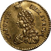 Estonia 5 Ducat Carl XI 1672 KM# 46 CAROLVS XI REX SVECIA coin obverse Estonia 5 Ducat Carl XI 1672 KM# 46 CAROLVS XI REX SVECIA coin obverse