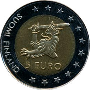 Finland 5 Euro Olavinlinna 1996 UNC X# 20 SUOMI FINLAND 5 EURO coin obverse Finland 5 Euro Olavinlinna 1996 UNC X# 20 SUOMI FINLAND 5 EURO coin obverse