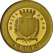 Malta 5 Euro Patakka 2016 MALTA 2016 5 EURO coin obverse Malta 5 Euro Patakka 2016 MALTA 2016 5 EURO coin obverse