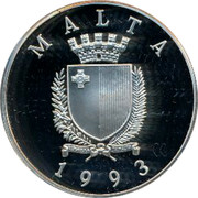 Malta 5 Liri 1994 Football World Cup in the United States 1993 Proof KM# 107 MALTA REPUBBLIKA TA'MALTA 1993 coin obverse Malta 5 Liri 1994 Football World Cup in the United States 1993 Proof KM# 107 MALTA REPUBBLIKA TA'MALTA 1993 coin obverse