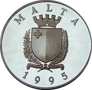 Malta 5 Liri 50th Anniversary of the United Nations 1995 Proof KM# 109 MALTA 1995 coin obverse Malta 5 Liri 50th Anniversary of the United Nations 1995 Proof KM# 109 MALTA 1995 coin obverse