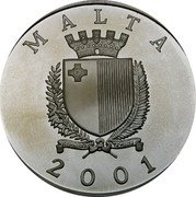 Malta 5 Liri Enrico Mizzi 2001 Proof KM# 117 MALTA 2001 REPUBLICA TA MALTA coin obverse Malta 5 Liri Enrico Mizzi 2001 Proof KM# 117 MALTA 2001 REPUBLICA TA MALTA coin obverse