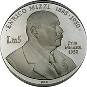 Malta 5 Liri Enrico Mizzi 2001 Proof KM# 117 ENRICO MIZZI 1885-1950 LM 5 PRIM MINISTRO 1950 KGB coin reverse Malta 5 Liri Enrico Mizzi 2001 Proof KM# 117 ENRICO MIZZI 1885-1950 LM 5 PRIM MINISTRO 1950 KGB coin reverse