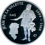 Malta 5 Liri Jean de la Valette (2007) Proof KM# 123 JEAN DE LA VALETTE 1494 - 1568 LM5 coin reverse Malta 5 Liri Jean de la Valette (2007) Proof KM# 123 JEAN DE LA VALETTE 1494 - 1568 LM5 coin reverse