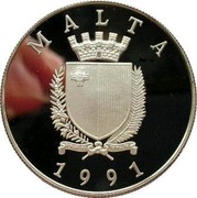Malta 5 Liri Save the Childrens Fund 1991 Proof KM# 92 MALTA 1991 coin obverse Malta 5 Liri Save the Childrens Fund 1991 Proof KM# 92 MALTA 1991 coin obverse